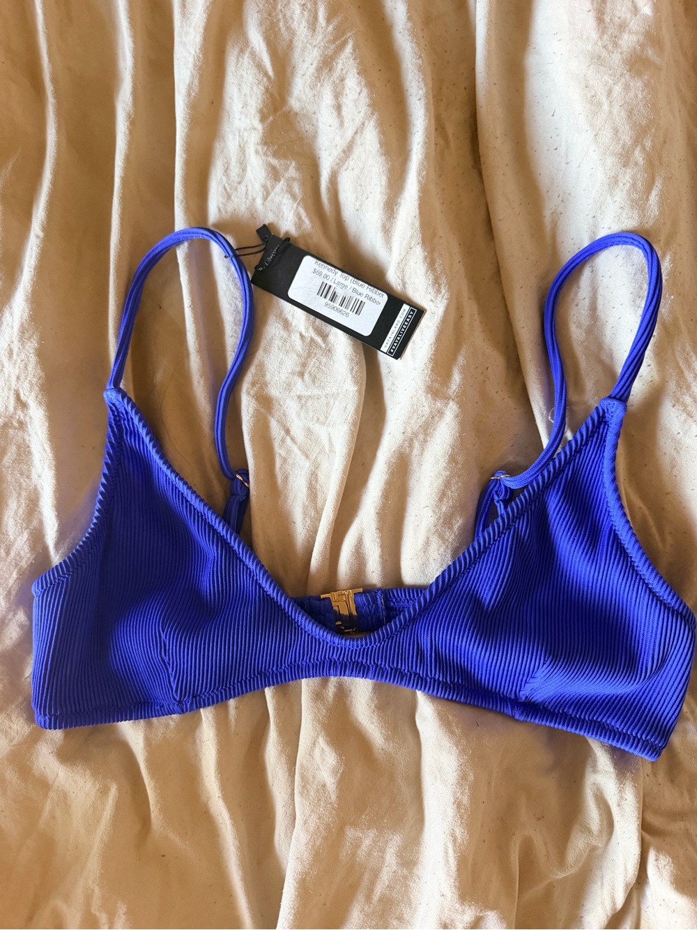 Vaya Island Women's Ribbed Bralette Bikini Top - Royal Blue